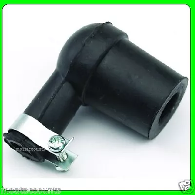 Screw On Spark Plug Cap Black Rubber Angled [PLCRUB] Motorbike Lawn Mower Etc. • £5.40