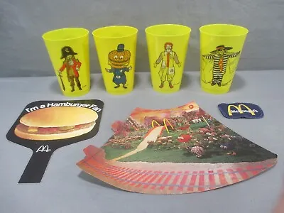 McDonald's HAMBURGLER BIG MAC CAPTAIN CROOK Plastic Cups + Extras Vintage 1970's • $89.99