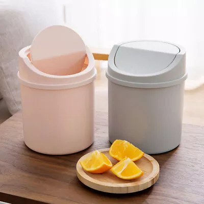 Mini Desktop Waste Bin Trash Can Garbage Table Baskets Swing Lid Portable Room • $8.10