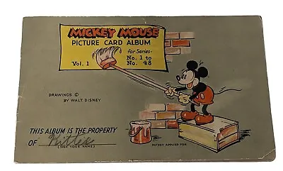 VTG 30s Mickey Mouse Bubble Gum Walt Disney Picture Card Album Vol 1 1935 • $199.90