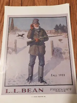 L. L. Bean 1933 Calendar Advertising Poster Rabbit Hunter And Beagle Hunter • $12