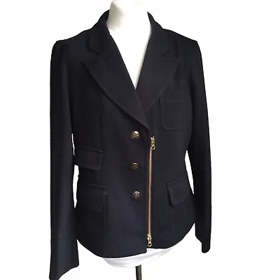 NAUTICA Jersey Blazer Nautical Buttons Striped Lining UK 14 Dark Blue • £14