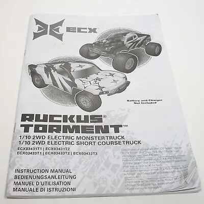 Ruckus Torment Parts Printed Instruction Manual • $14.99