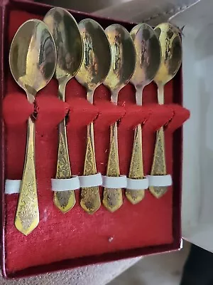 Vintage Johnny's Gems Goldtone Thailand Spoons Set Of 6 • $14.95