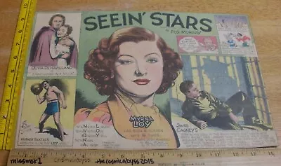 Myrna Loy James Cagney Olivia De Havilland Seein' Stars Feg Murray 1938 Panel Ag • $14.95