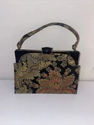 Vintage Lewis Tapestry Brocade Floral Handbag Purse • $49.95