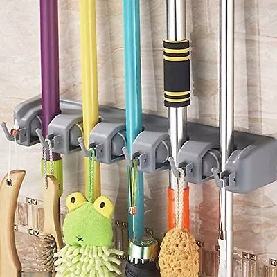 Wall Mounted Non Slide Broom Mop Holder Home Kitchen Storage Bathroom Hanger • $14.34