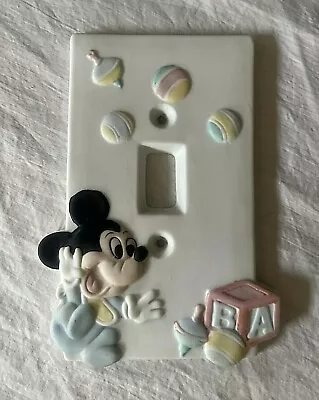 Vintage Disney Mickey Mouse Single Switch Plate Cover Porcelain Infant Mint • $20