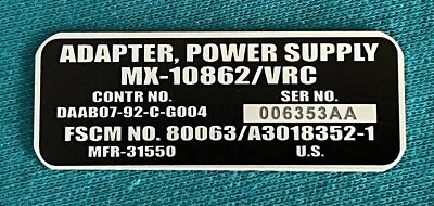 Military Data Plate Power Supply Adaptor MX-10862 SINCGARS US Army USMC • $20