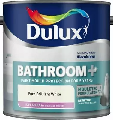 £22.99 • Buy Dulux Easycare Bathroom Soft Sheen Emulsion Paint For Walls And Ceilings 2.5L