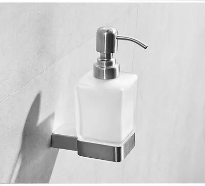 Stainless Steel Holder W/ Hand Pump Washing Up Liquid Soap Dispenser Wall-Mount • £33.20