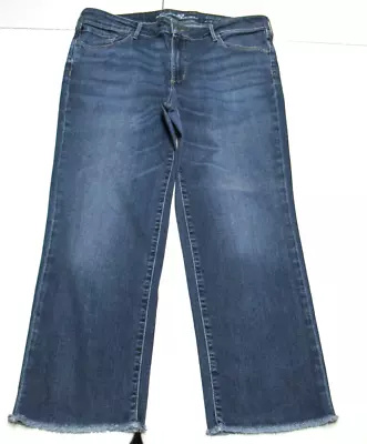 Women's Eddie Bauer Slightly Curvy Slim Straight Stretch Crop Blue Jeans Size 16 • $7.99