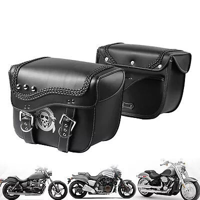 Black Motorcycle  Side Saddle Bags Luggage For Harley Heritage Softail Classic • $124.99