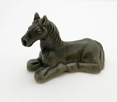Vintage Miniature Dark Gray Resting Horse Figurine Home Decore • $6.50