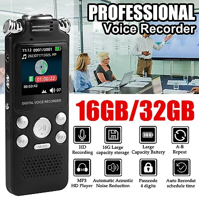 16/32G Voice Activated Mini Digital Sound Audio Recorder Dictaphone MP3 Player • $37.95
