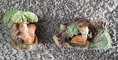 2 X Vintage Eastgate Withernsea Fauna Pottery Bambi Deer Squirrel Vases  • £4.99