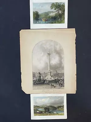 Three (3) 19th C Engravings Two Landscapes-T. Allom & Nelson Column-James Allen • $45