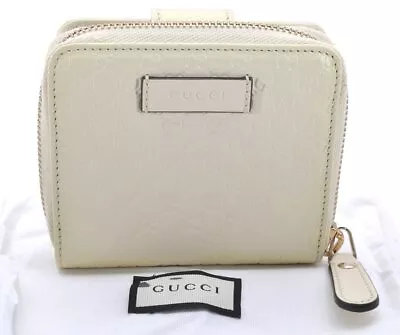 Authentic GUCCI Micro GG Guccissima Bifold Wallet Leather 449395 White 4100I • $26