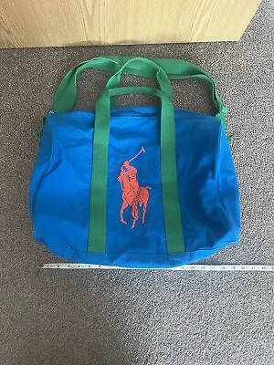 Polo Ralph Lauren Blue / Orange Large Logo Duffle Weekend Bag VGC • £24.99