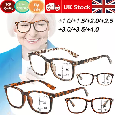 Fashion Mens Women Reading Glasses TR90 Varifocal Lens +1.0 1.5 2.0 2.5 3.0 3.5 • £6.96