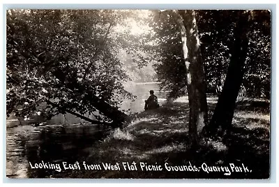 C1920's West Flat Picnic Ground Quarry Park Vermont VT RPPC Photo Postcard • $14.98