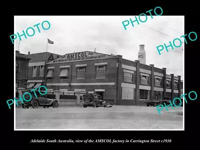 OLD LARGE HISTORIC PHOTO OF ADELAIDE SA VIEW OF THE AMSCOL MILK FACTORY C1930 • $8.50