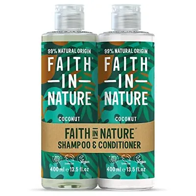 Faith In Nature Natural Coconut Shampoo And Conditioner   Dry Hair 2 X 400ml • £11.22