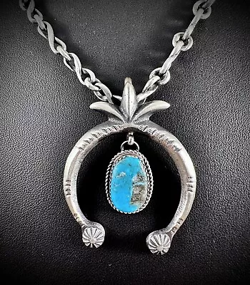 Navajo  Turquoise & Sterling Silver Naja Pendant By Martha Cayatino • $99