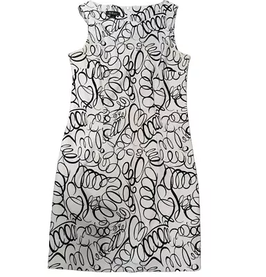 AGB Womens Sleeveless Pencil Dress Sz 8 Black White Abstract Career Knee Length • $14.99