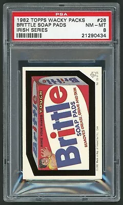 1982 / 85 Topps Wacky Packages Sticker Irish Series #26 Brittle Soap Pads PSA 8 • $107.89