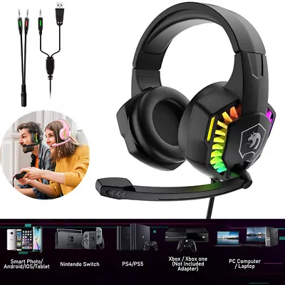 $28.12 • Buy Adjutable Headband Gaming Headset LED Headphone Wired For PC Mac PS4 Xbox One X