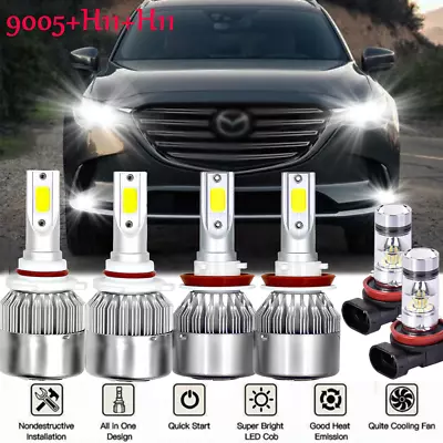 For Mazda CX-9 2013-2015 White LED Headlight High Low Beam Fog Light Bulbs 6000K • $26.99