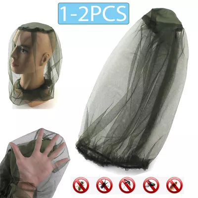 1-2x Midge Mosquito Head Net Hat Insect Fly Mesh Face Protector Travel Camping • £3.77