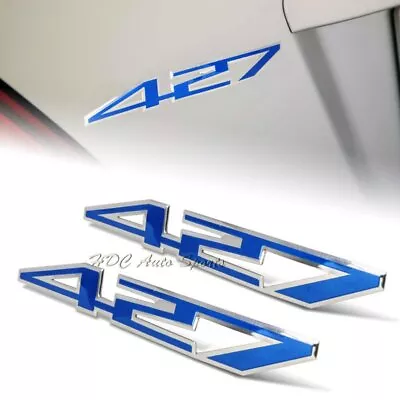 2 X 427 Bumper/Trunk/Engine/Hood Blue Aluminum Sticker Decal Emblem Badge Z06 C6 • $6.99