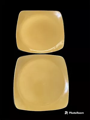 Set Of 2 Corelle HEARTHSTONE TURMERIC YELLOW Large Square Dinner Plates 11 ½  • $11.99