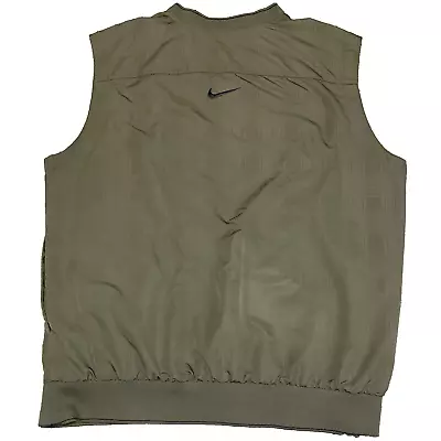 Nike Golf Vest Mens L Green Brown Olive Sleeveless Pockets Windbreaker Pullover • $25.46