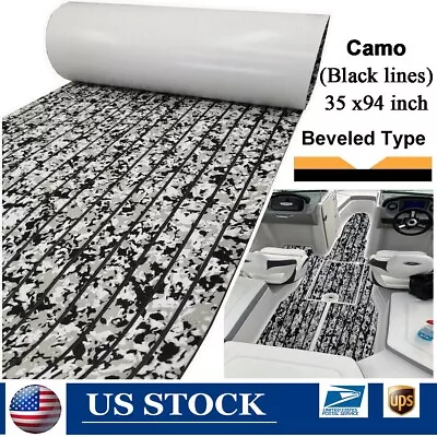 Camo+Black Lines Bevel EVA Foam Boat Flooring Mat Marine Yacht Deck Pad 35x94in • $60.19