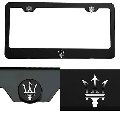 Laser Engraved Maserati Logo Mirror Matte Black License Frame Stainless Steel • $38.98