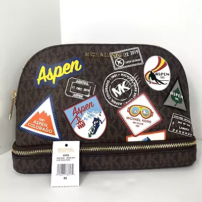 New Michael Kors Aspen Logo Cosmetic Bag  Travel Badges Brushes M8 • $99.89