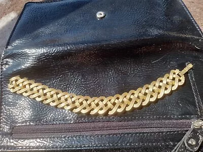 Vintage CROWN TRIFARI Gold TONE Brushed And Braided Bracelet 7.5  • $11