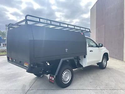 BLACK Single Cab Flat Aluminium Canopy Ute Truck Toolbox 1780 X2400 X850 + Rack • $5149