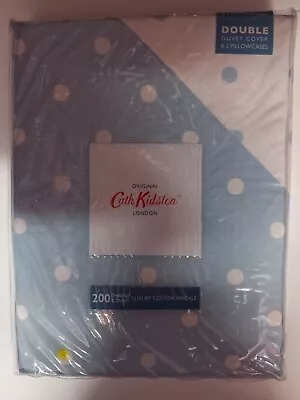 £29.99 • Buy Cath Kidston Blue Large Spot Double Duvet Cover And 2 Pillowcases  Very Rare 