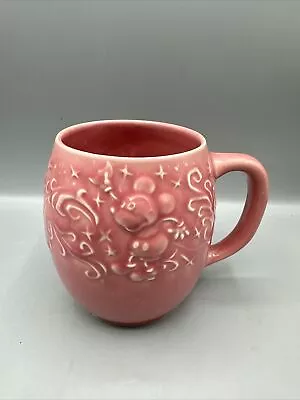 Disney Mickey Minnie Mouse Coffee Cup Mug Pink Ceramic Embossed Theodora Design • $9.99