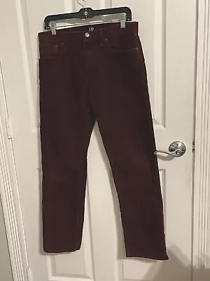 GAP Denim Corduroy 5 Pocket Flat Chino Straight Leg Pants  Sz 30X30 Burgundy • $22