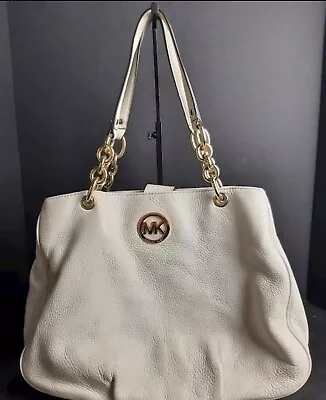 Authentic Michael Kors Purse Off White Leather Rare  Can Use As Diaper Bag • $19.99