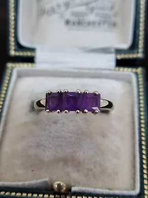 9ct/375 Amethyst Trilogy Ring Princess Cut • $136.96