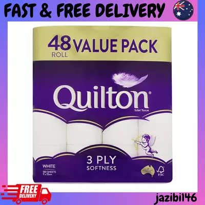 48x Quilton Toilet Paper Tissue Rolls 3-Ply 180 Sheets - Free Postage Best Price • $29.99