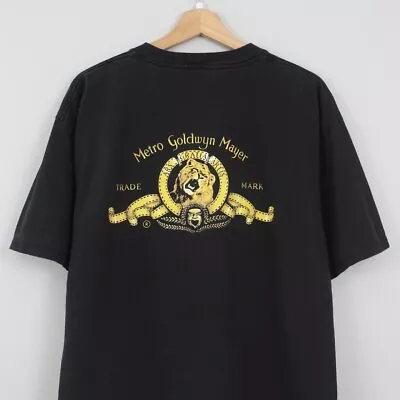 Vintage Metro Goldwyn Mayer MGM Movie Promo Logo T Shirt Black Made In USA Large • $79.99