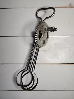 Antique A&J Manual Egg Beater Hand-Held Mixer 1923 USA Metal Vintage WORKS • $7