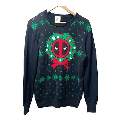 $20 • Buy Marvel Men's Deadpool Ugly Christmas Sweater Size Large Party Wreath